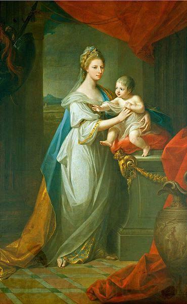 Angelica Kauffmann Portrait of Augusta of Hanover with her first born son Karl Georg of Brunswick Norge oil painting art